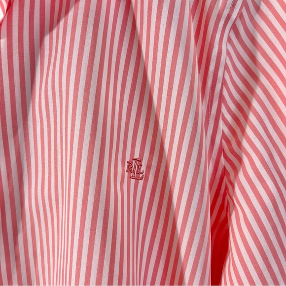 Lauren Ralph Lauren Non Iron Striped Long Sleeve Shirt Women XL Old Money Office - Picture 7 of 10